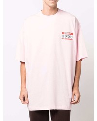 T-shirt à col rond rose Vetements