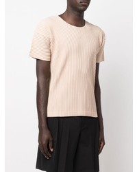 T-shirt à col rond rose Homme Plissé Issey Miyake