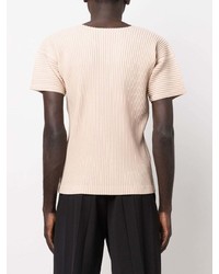 T-shirt à col rond rose Homme Plissé Issey Miyake