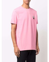 T-shirt à col rond rose Karl Lagerfeld