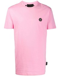 T-shirt à col rond rose Philipp Plein