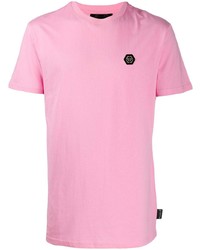 T-shirt à col rond rose Philipp Plein