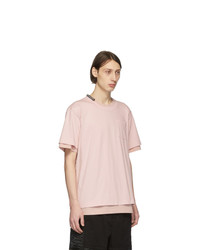 T-shirt à col rond rose Sacai