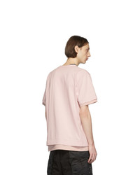 T-shirt à col rond rose Sacai