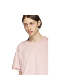 T-shirt à col rond rose Sacai