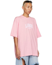 T-shirt à col rond rose Vetements