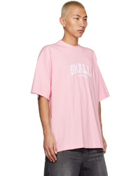 T-shirt à col rond rose Vetements