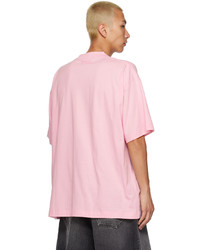 T-shirt à col rond rose Vetements