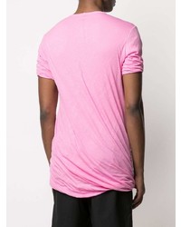 T-shirt à col rond rose Rick Owens