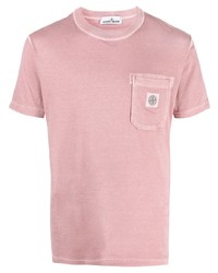 T-shirt à col rond rose Stone Island