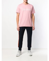 T-shirt à col rond rose Calvin Klein