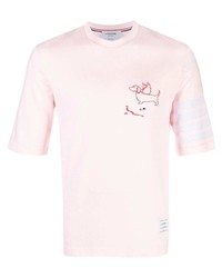 T-shirt à col rond rose Thom Browne