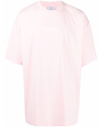 T-shirt à col rond rose Vetements