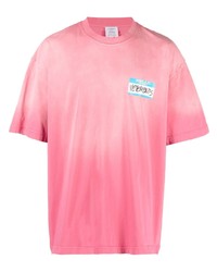 T-shirt à col rond rose Vetements