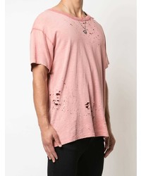 T-shirt à col rond rose Amiri