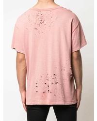 T-shirt à col rond rose Amiri