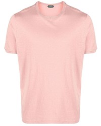 T-shirt à col rond rose Zanone