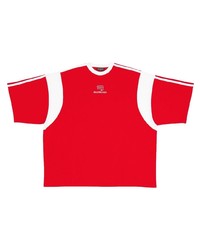T-shirt à col rond rouge et blanc Balenciaga