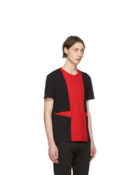 T-shirt à col rond rouge et noir Alexander McQueen