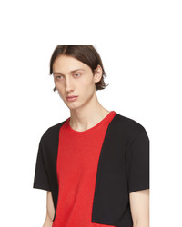 T-shirt à col rond rouge et noir Alexander McQueen