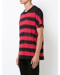 T-shirt à col rond rouge et noir Amiri