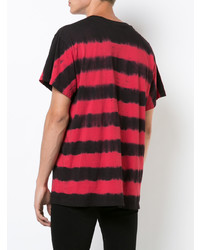 T-shirt à col rond rouge et noir Amiri