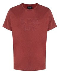 T-shirt à col rond rouge A.P.C.