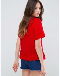 T-shirt à col rond rouge