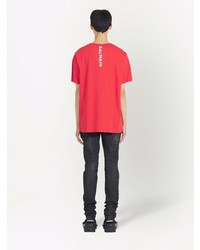 T-shirt à col rond rouge Balmain