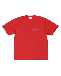 T-shirt à col rond rouge Balenciaga