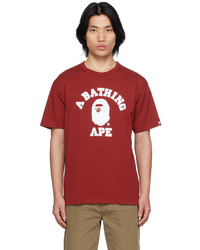 T-shirt à col rond rouge BAPE