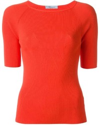 T-shirt à col rond rouge Blumarine