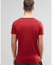 T-shirt à col rond rouge Boss Orange