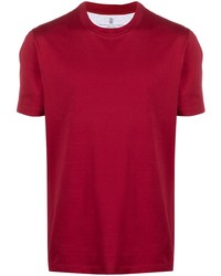 T-shirt à col rond rouge Brunello Cucinelli