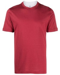 T-shirt à col rond rouge Brunello Cucinelli