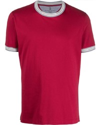 T-shirt à col rond rouge Brunello Cucinelli