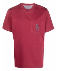 T-shirt à col rond rouge Brunello Cucinelli