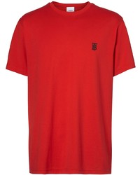 T-shirt à col rond rouge Burberry