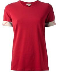 T-shirt à col rond rouge Burberry