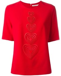 T-shirt à col rond rouge Christopher Kane