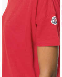 T-shirt à col rond rouge Moncler