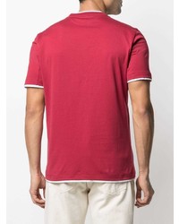 T-shirt à col rond rouge Brunello Cucinelli