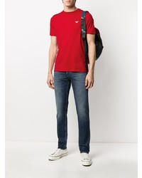 T-shirt à col rond rouge Emporio Armani