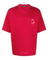 T-shirt à col rond rouge Dolce & Gabbana