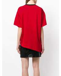 T-shirt à col rond rouge MM6 MAISON MARGIELA