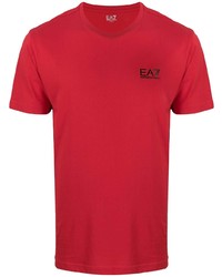 T-shirt à col rond rouge Ea7 Emporio Armani