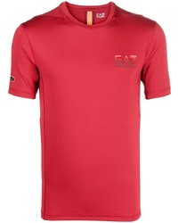 T-shirt à col rond rouge Ea7 Emporio Armani