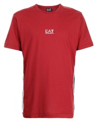 T-shirt à col rond rouge Ea7 Emporio Armani