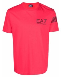 T-shirt à col rond rouge Ea7 Emporio Armani