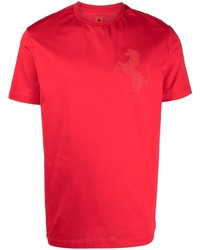 T-shirt à col rond rouge Ferrari